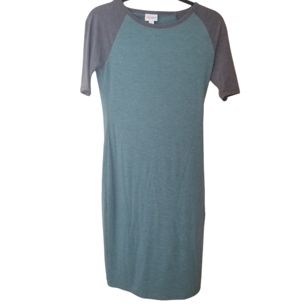 LuLaRoe Julia dress size extra small like new teal and grey